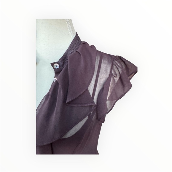 Needle & Thread Victorian Ruffle Midi Dress Plum Purple Lace Flutter Sleeve Sz 6 - Picture 9 of 12